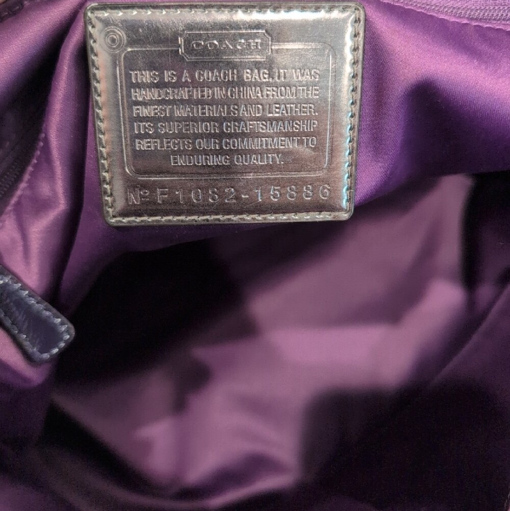 Coach Poppy Large Purple Plaid Tartan Glam Bag w/Matching Wristlet - RARE - Picture 11 of 15